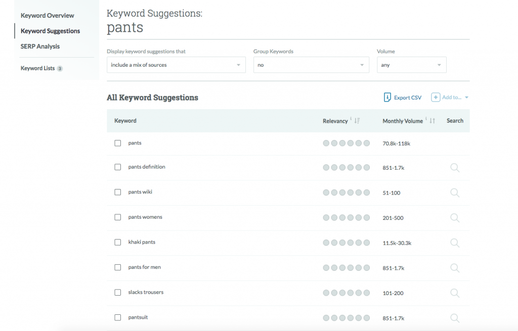 keyword research for ecommerce seo - Moz keywords