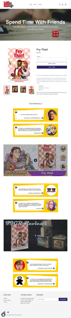 Laid Back Games Shopify Store