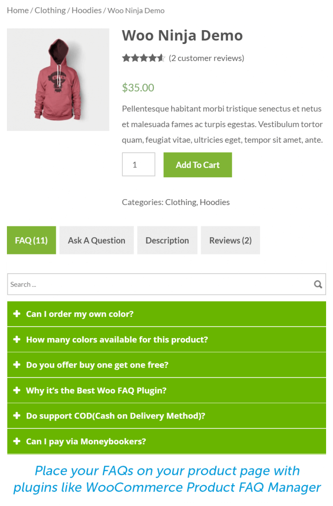 place faq on your product page to increase conversions for relevant questions