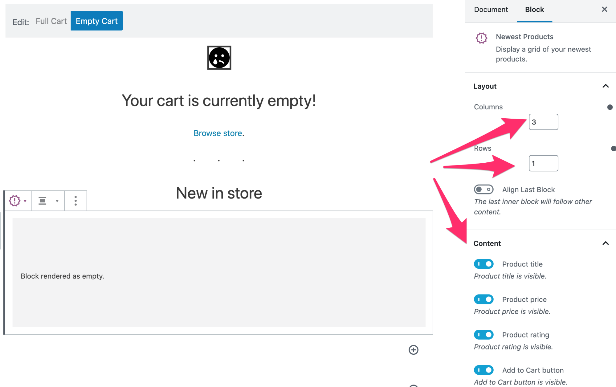 Using the WooCommerce Cart Block