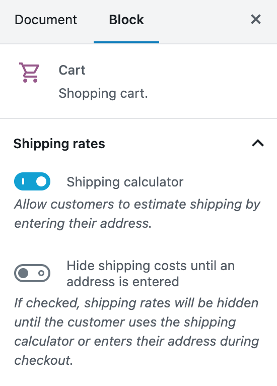 Using the WooCommerce Cart Block