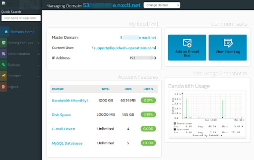 Cloud SiteWorx Control Panel