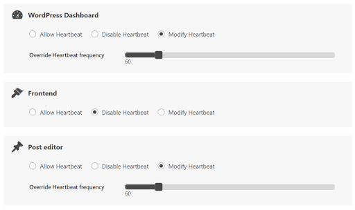 Heartbeat Control screen