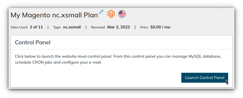 Launch Control Panel button