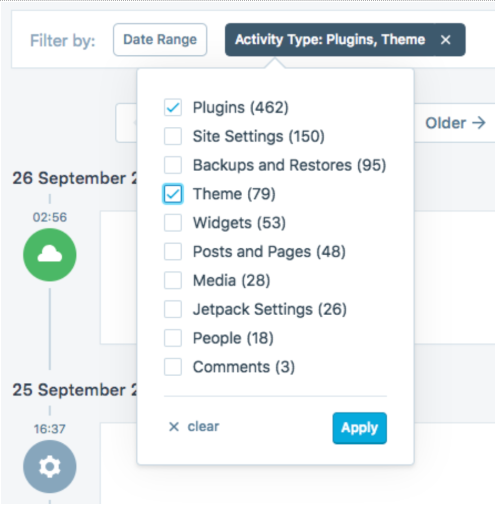 Date Range and Activity Type