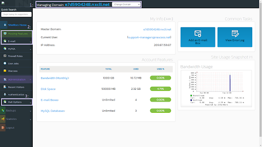 Managing Domain Screen