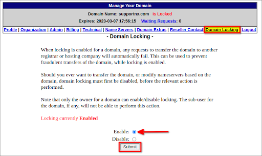 Domain Locking