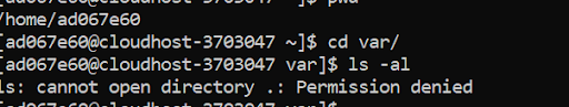 var log file in the log file location /home/username is not accessible due to permission/privilege issues