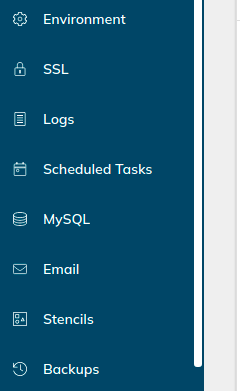 MySQL on the Left Menu