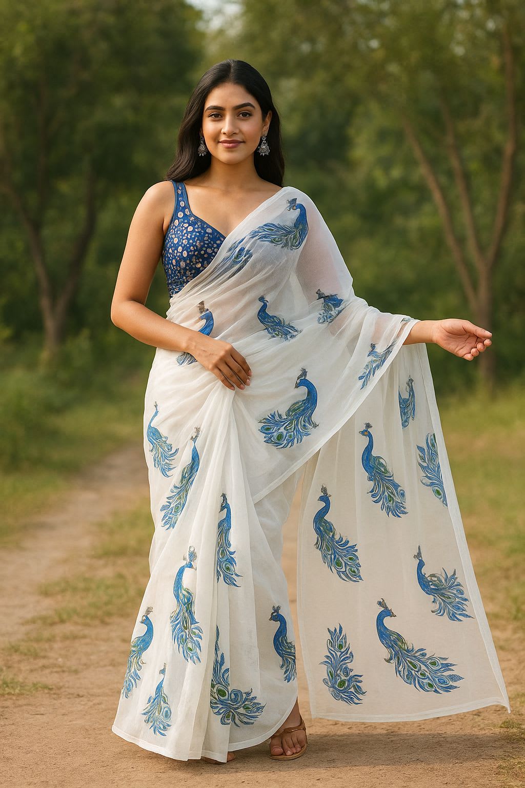 🦚✨ PEACOCK BLUE | DESIGNER SAREE ✨🦚