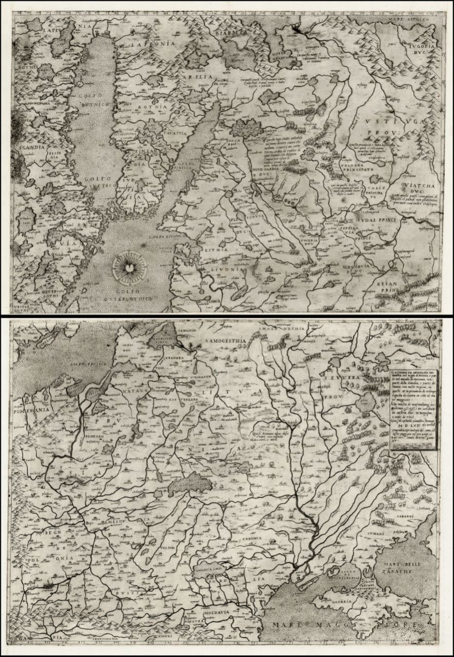 Il Disegno de Geografia Moderna del Regno di Polonia, e Parte del Ducado di Moscovia, con parte della Scandia , e parte de Suevia, con molte Regioni...