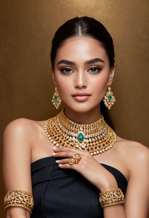 Gold and Emerald Bridal Jewelry Set