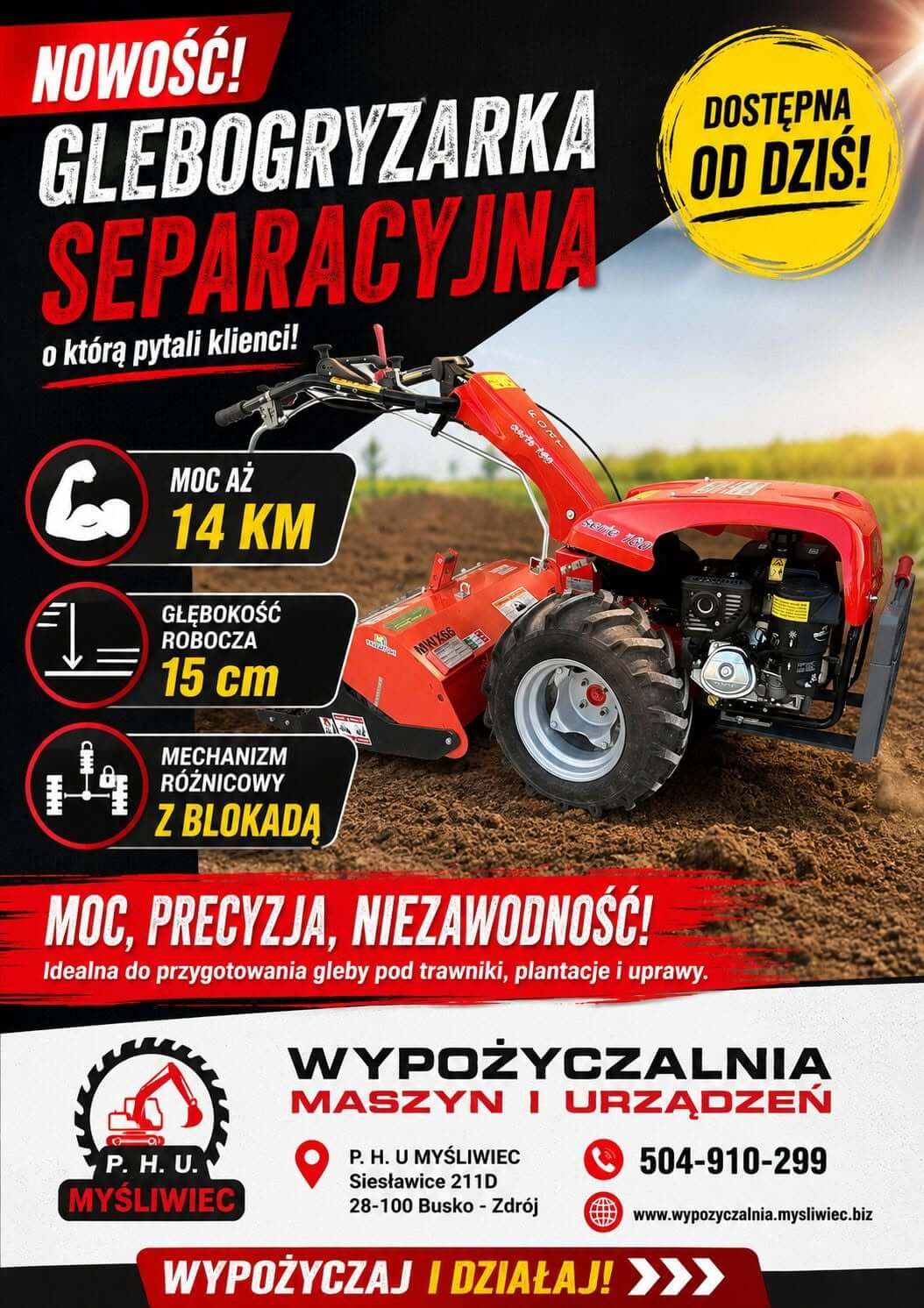Nowa glebogryzarka separacyjna dostępna w wypożyczalni w Siesławicach