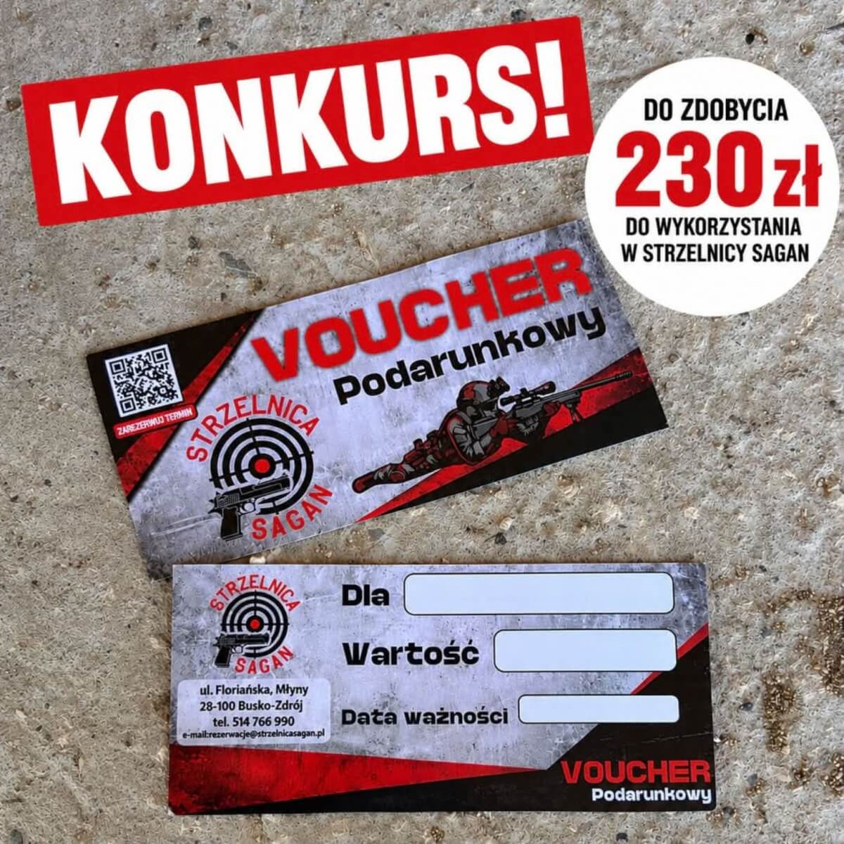 Voucher 230 zł do wygrania w konkursie Strzelnicy Sagan Voucher 230 zł do wygrania w konkursie Strzelnicy Sagan