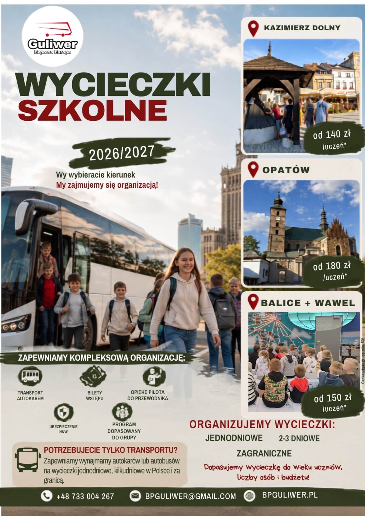 Wycieczki szkolne z Biurem Podróży Guliwer. Oferta na rok 2026/2027