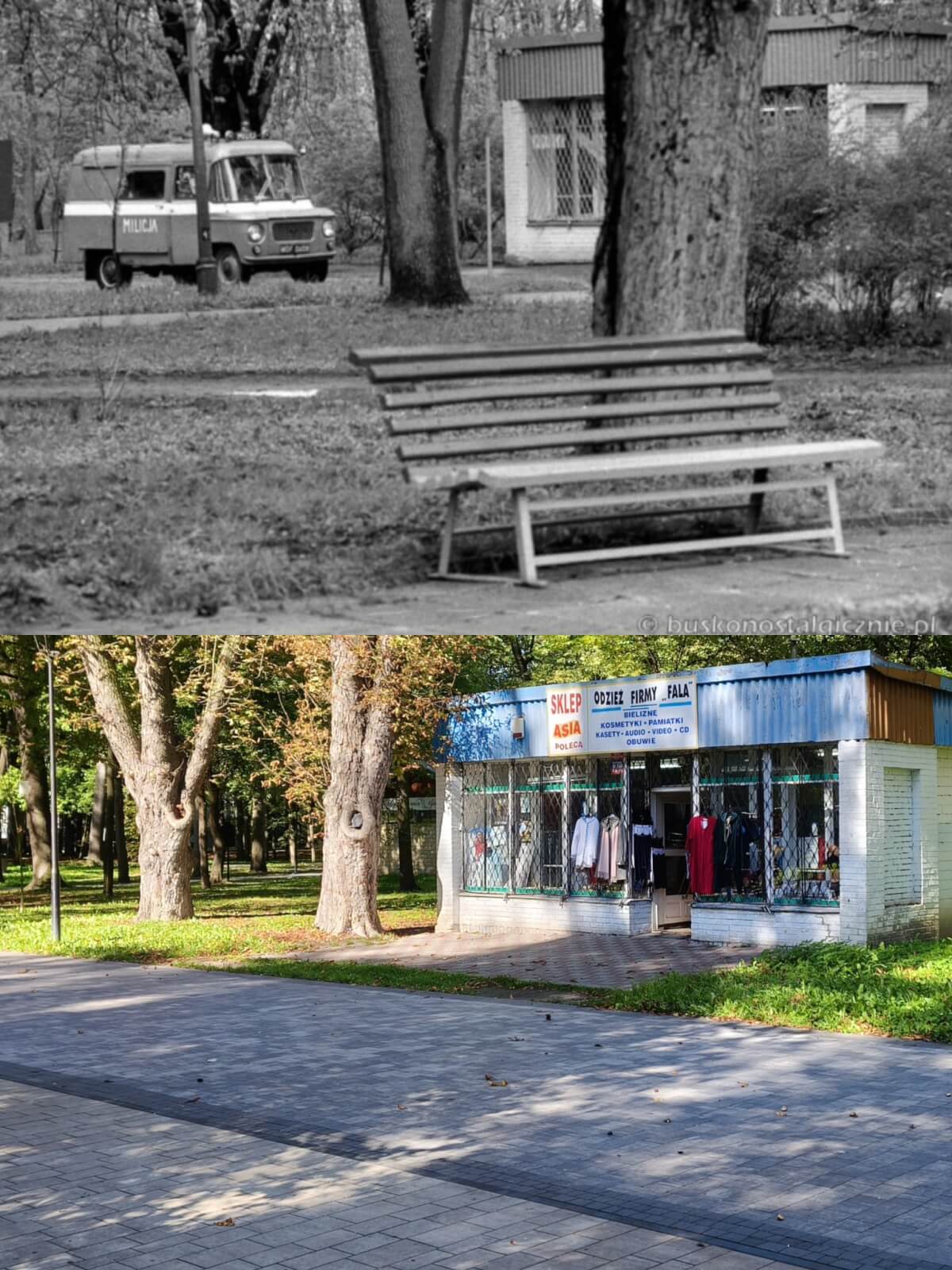 Park Zdrojowy się zmienił, ale kiosk pozostał niemal taki sam. Busko Nostalgicznie