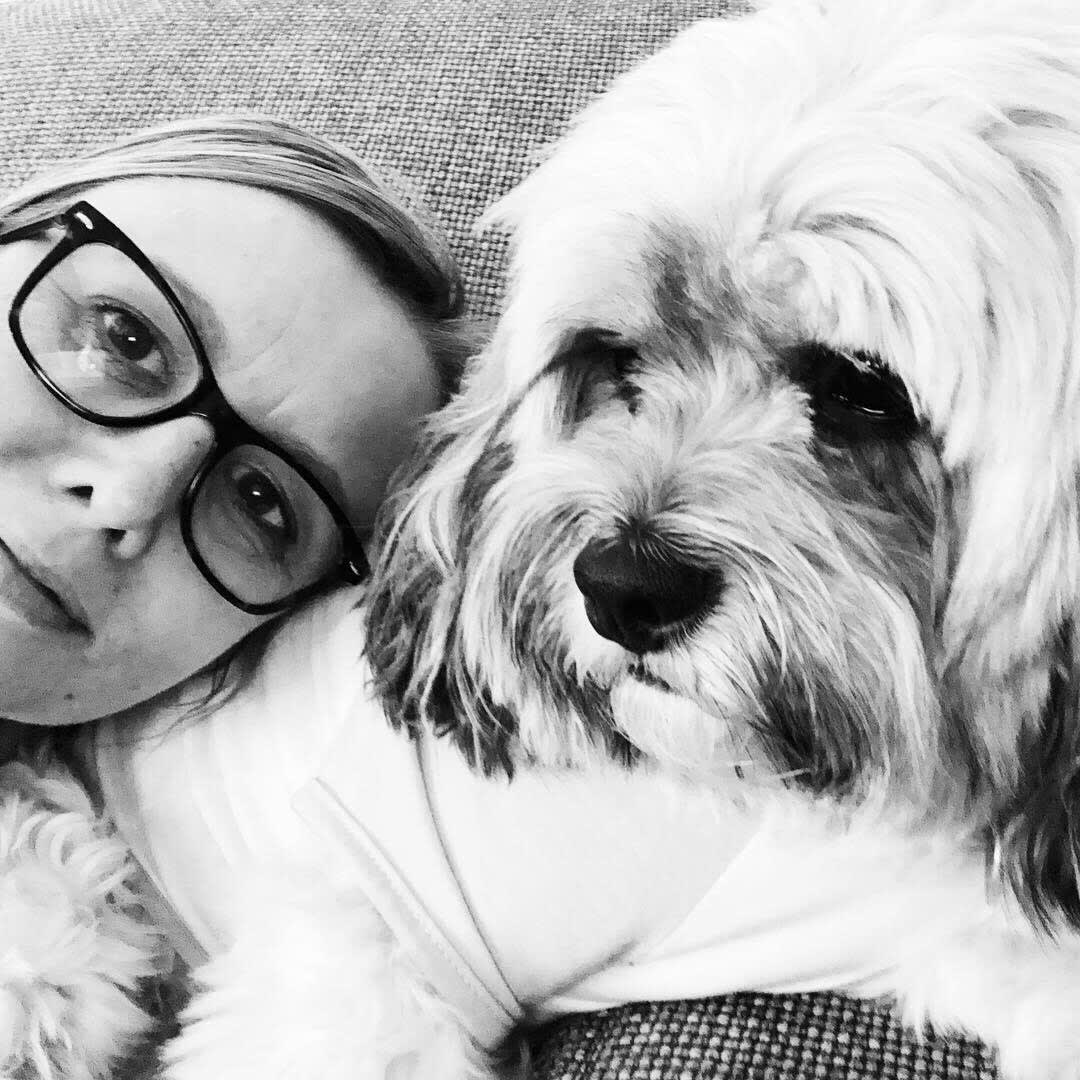 Woman and Cavoodle selfie