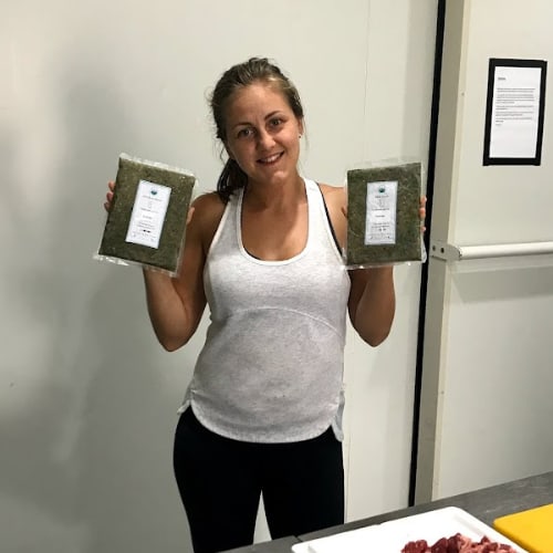 Anna, Lyka's founder with the first renditions of our drool-worthy pouches