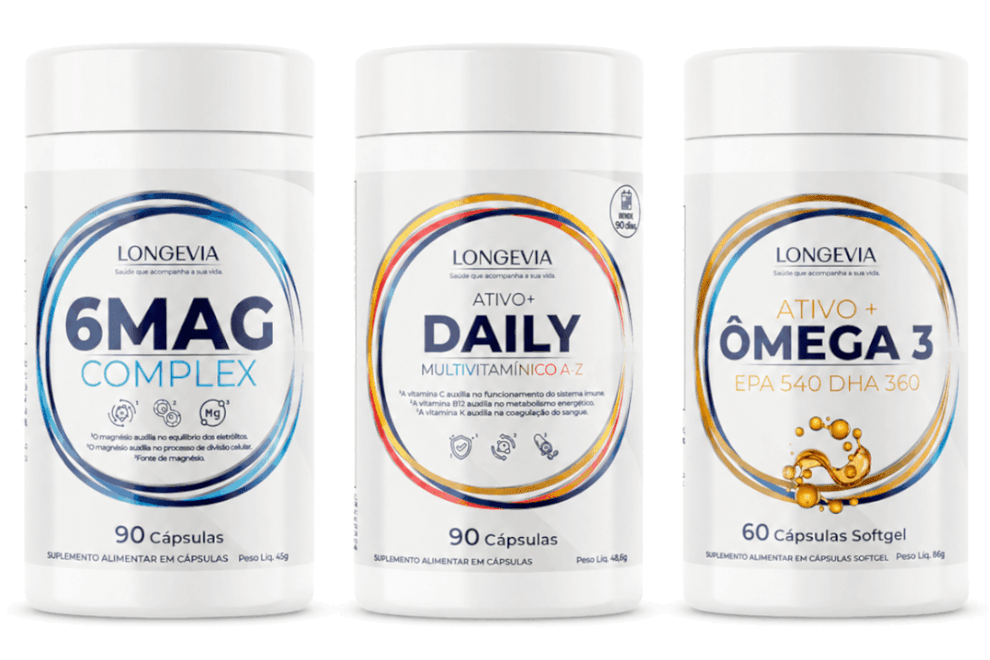 Protocolo Sa&uacute;de Di&aacute;ria com 6MAG Complex, Daily Multivitam&iacute;nico e &Ocirc;mega 3