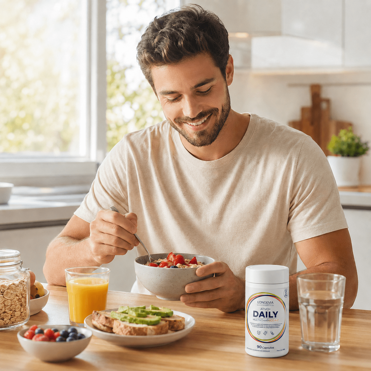 Daily Multivitam&iacute;nico em uma rotina de cuidado di&aacute;rio
