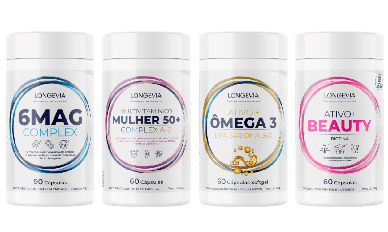 Protocolo Mulher 50+ com Multivitam&iacute;nico Mulher 50+, Beauty Ativo+, &Ocirc;mega 3 e 6MAG Complex