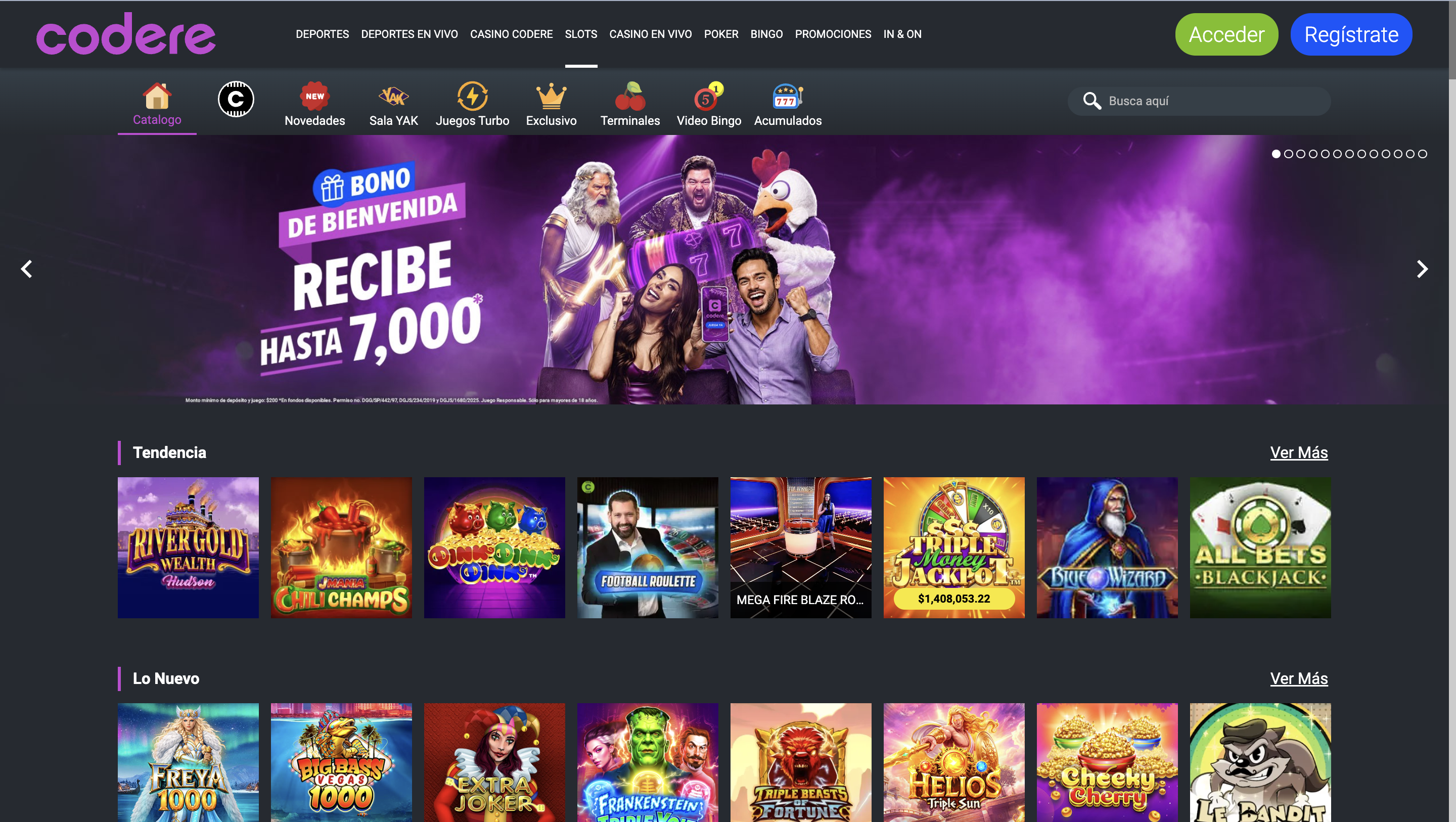 Captura del sitio oficial de Codere en México
