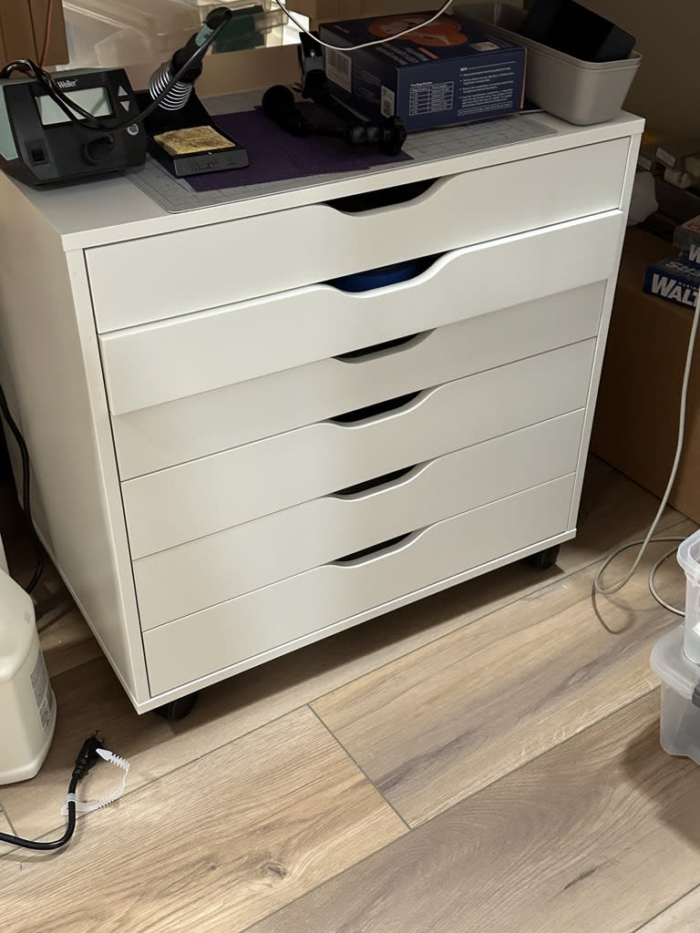 A front view of the Alex drawers next to my desk.