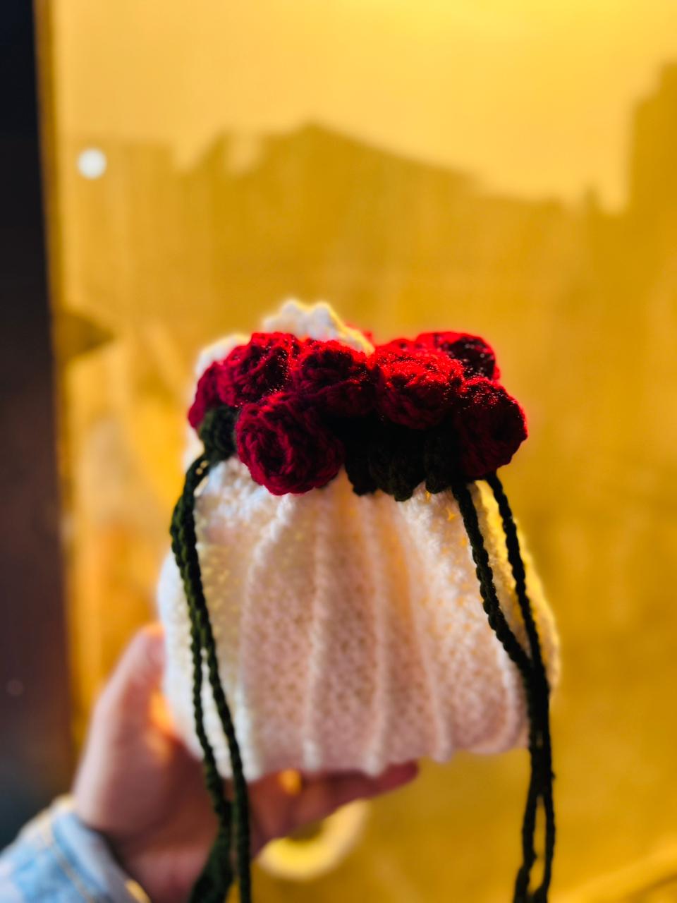 Crochet Potli Bag , Handmade Gift bag photo 3