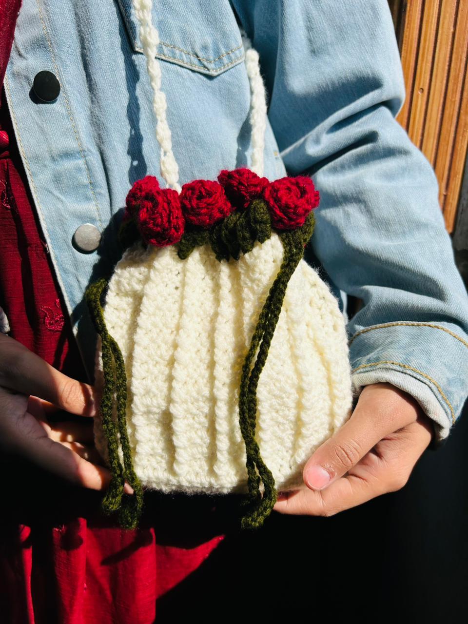Crochet Potli Bag , Handmade Gift bag photo 4