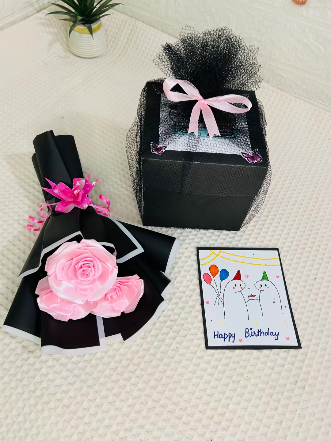 Birthday Deal Box | including Chocolate box , Handmadecard and Bouquet photo 3