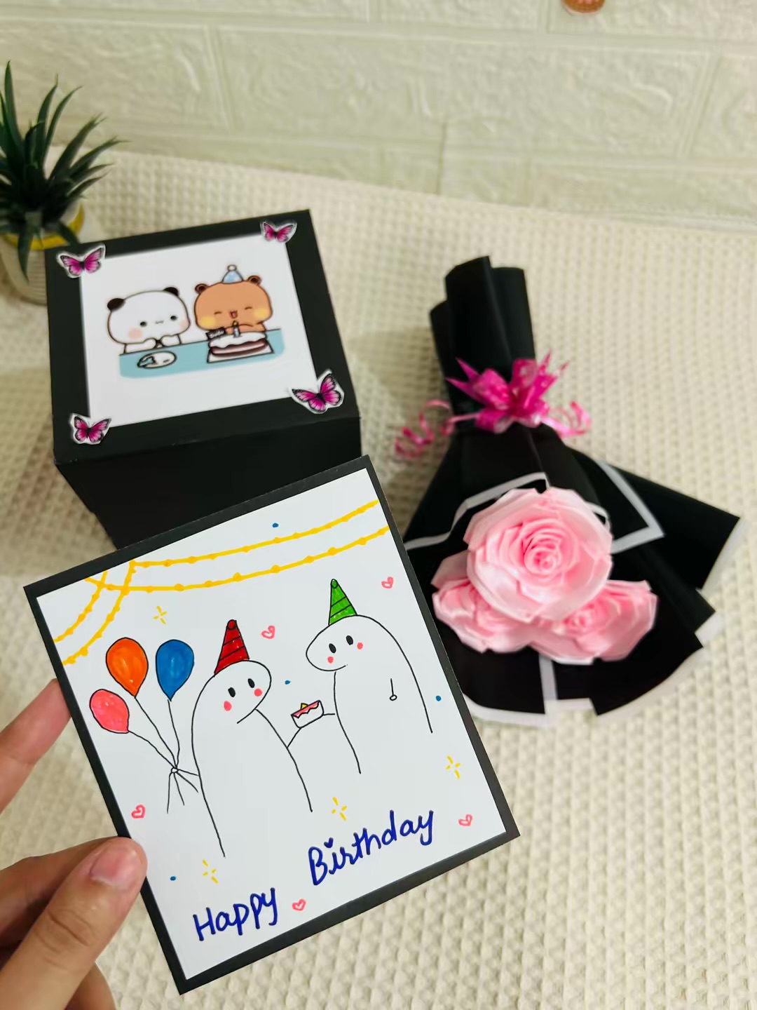 Birthday Deal Box | including Chocolate box , Handmadecard and Bouquet photo 2