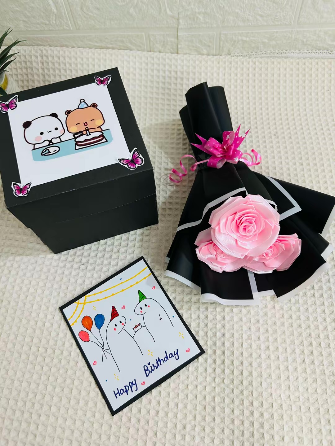 Birthday Deal Box | including Chocolate box , Handmadecard and Bouquet photo 4
