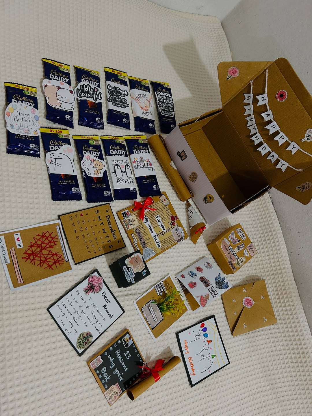 Vintage theme gift box, Handmade cards and customise notes for chocolates