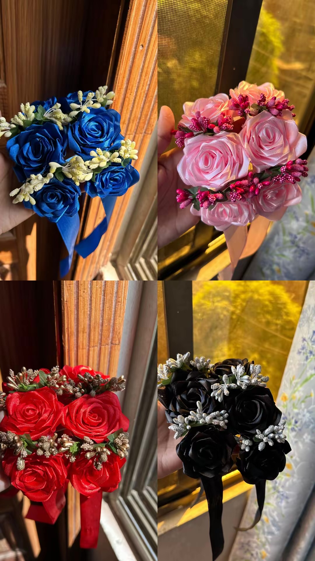 Handmade Ribbon Gajjre , One Pair , all colours All Avalanche