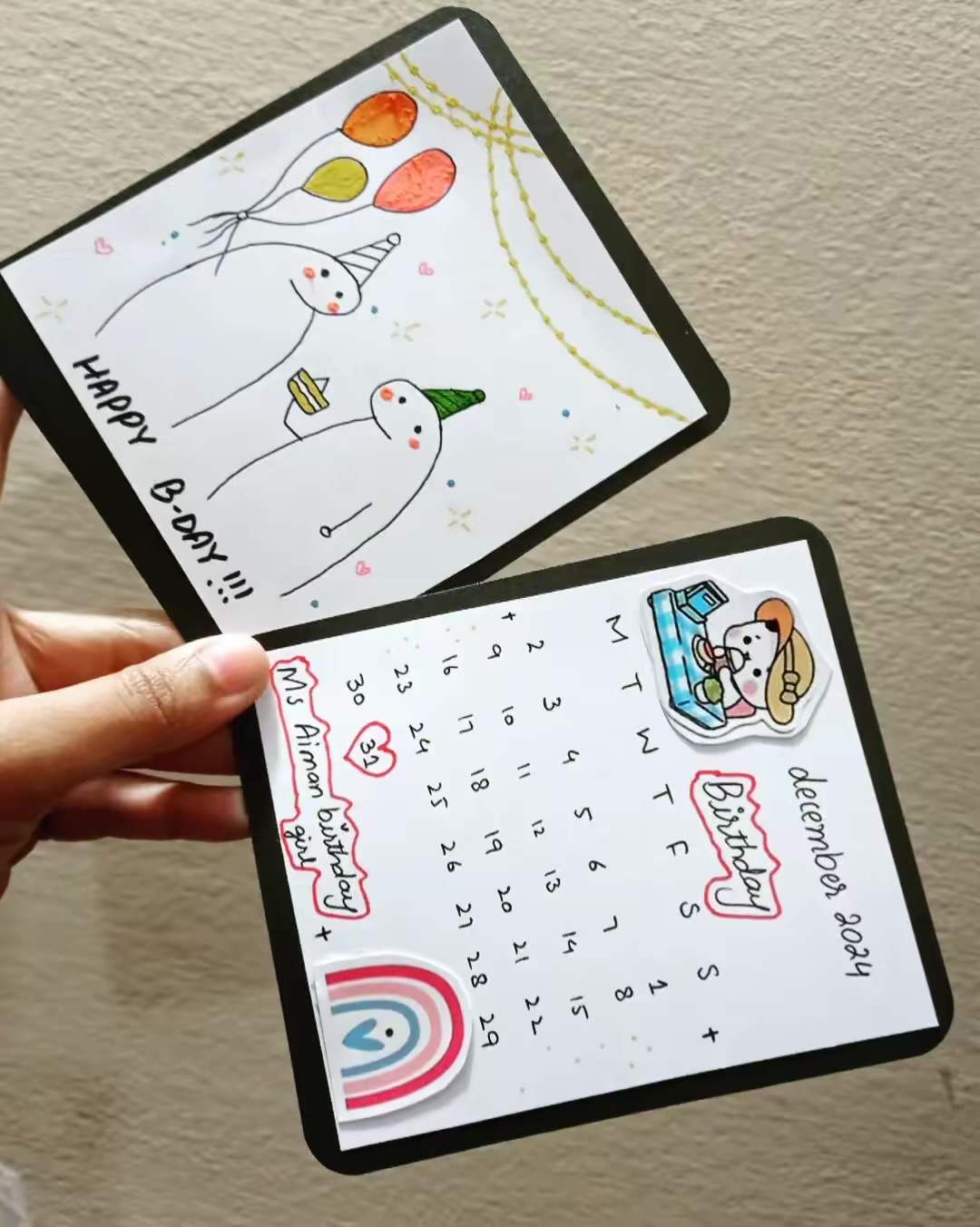 Set of 2 Birthday Cards , Handmade