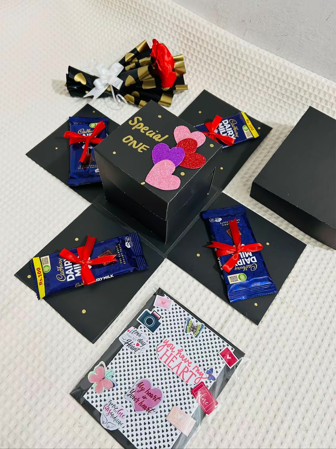 Explosion box with Bouquet and Card | Chocolate Gift photo 3