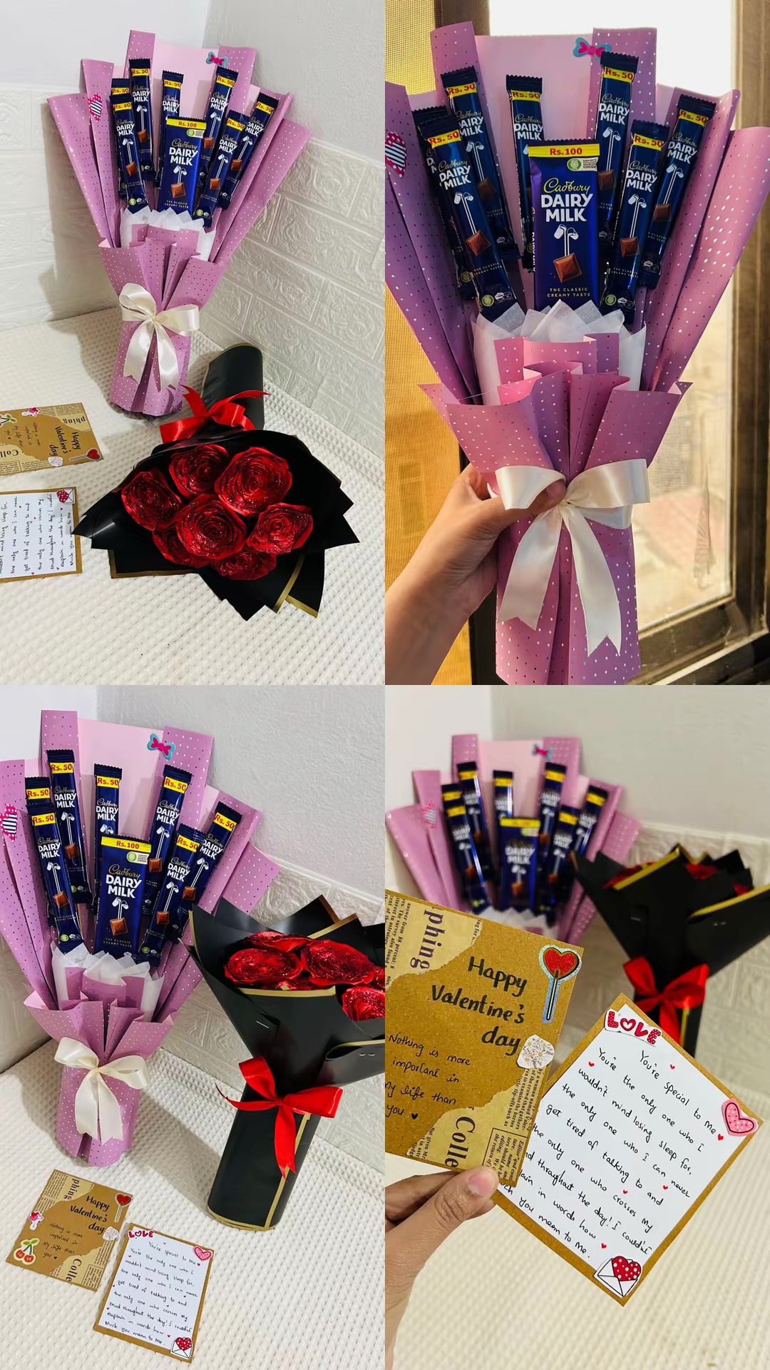 Deal ( Flower and Chocolate Bouquet with handmade Cards)