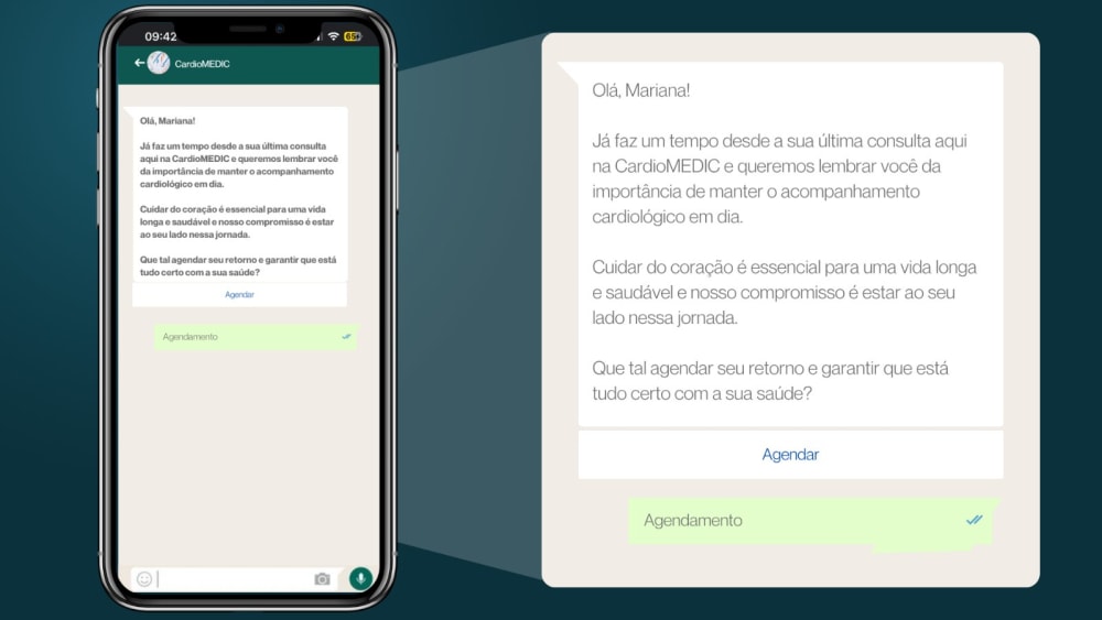 Mensagem de recall enviada pelo WhatsApp