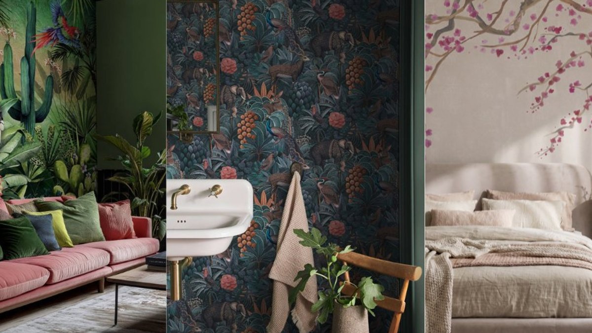 Bring nature indoors with lush wallpaper designs - biophilic wallpaper