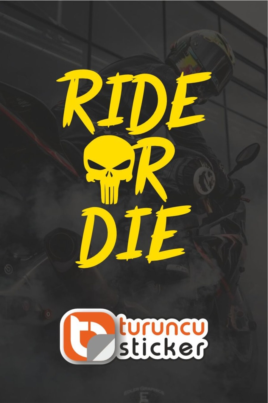 Ride Or Die (PUNISHER) Sticker Etiket 15x19 cm – Araç – Motor – Laptop - Kask Etiket Sticker