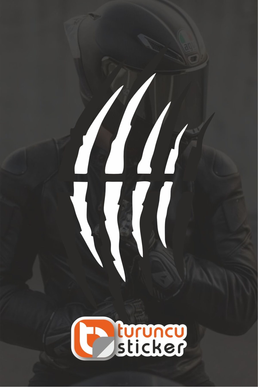 Kask Pençe Sticker (1 adet) 9x16 cm - Kask - Motor - Laptop - Araç - Kask Etiket Sticker