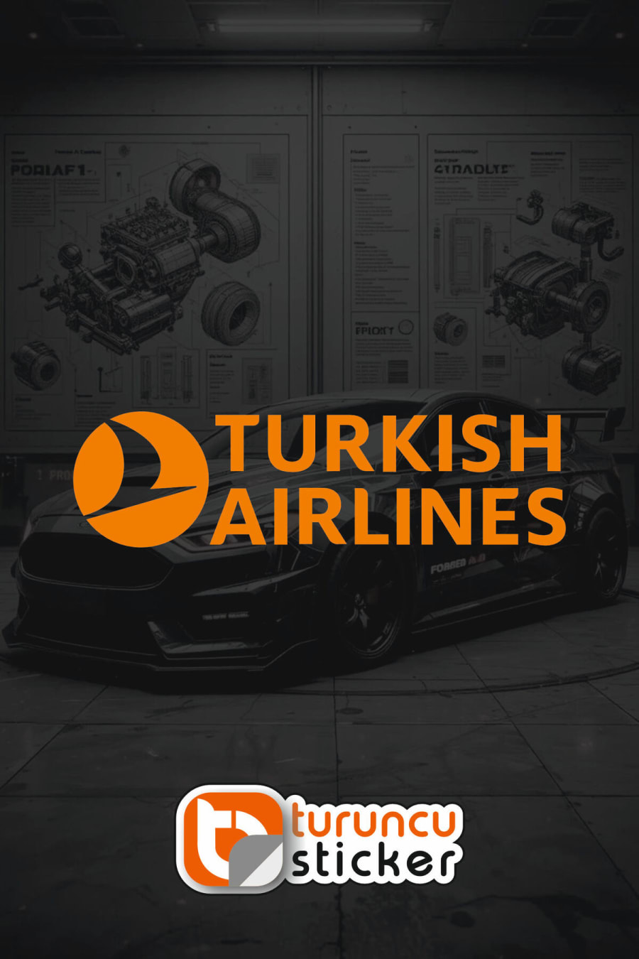 THY Turkis Airlines Sticker Etiket 20x5.5 cm – Araç – Motor – Laptop – Kask Etiket Sticker