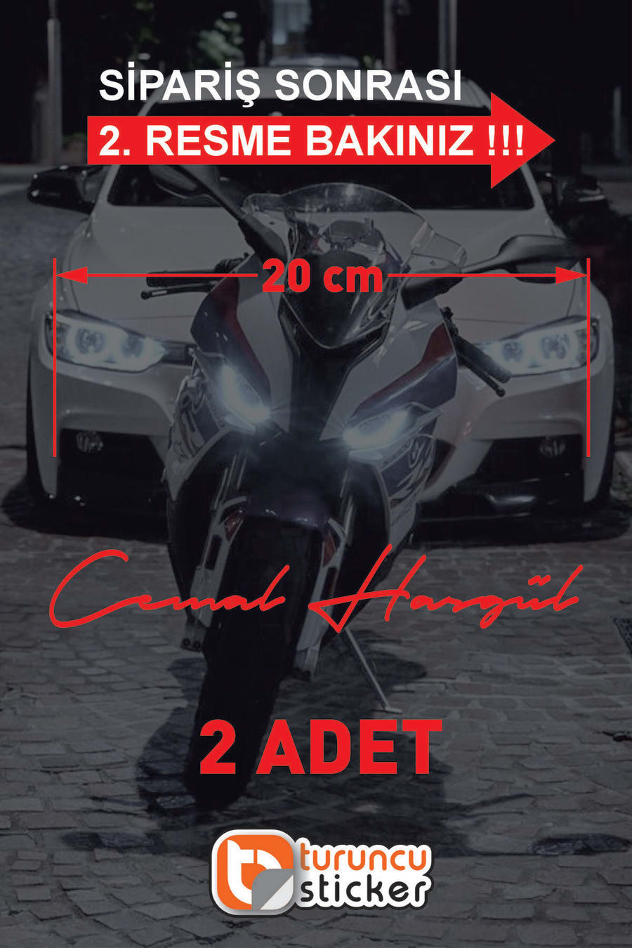 Size Özel İsim İmzası 2 Adet Ad Soyad - İmza Etiket- Oto Sticker -20 Cm - Motor Sticker