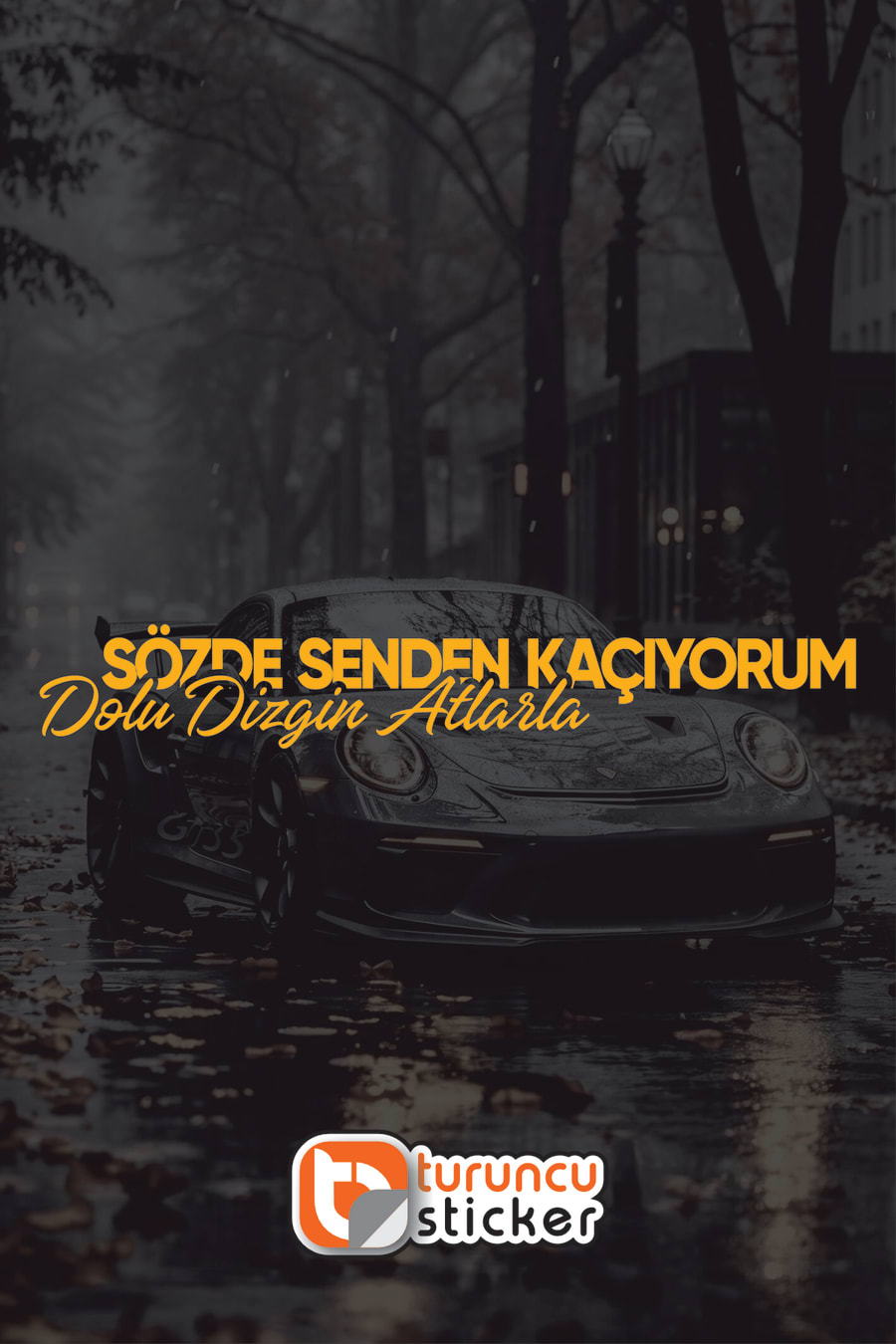 Sözde Senden Kaçıyorum Dolu Dizgin Atlarla Yazısı Araba - Motosiklet Cam Etiket Sticker 30x4,5cm