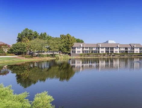 Lake view at Reflection Pointe luxury apartment homes in Jackson, MS
