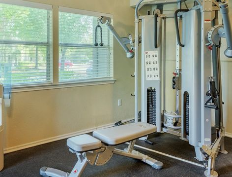 Fitness center at Reflection Pointe luxury apartment homes in Jackson, MS