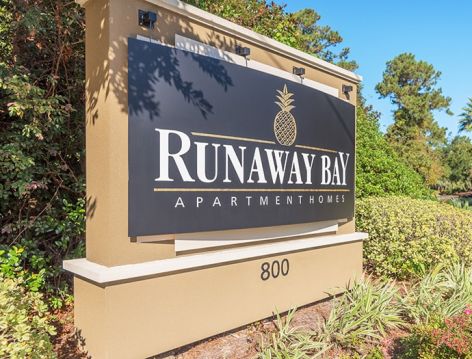 Signage at Runaway Bay luxury apartment homes in Charleston, SC