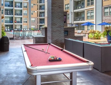 Pool Table at Charlotte at Midtown luxury apartment homes in Nashville, TN