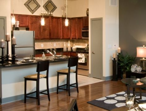 Living room at Post Eastside luxury apartment homes in Dallas, TX