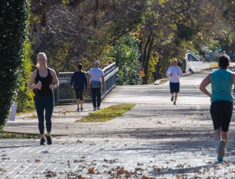 Running trail at Post Katy Trail luxury apartment homes in Dallas, TX